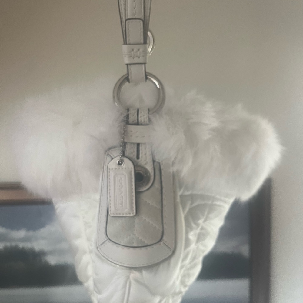 Coach White Fur-Trimmed Shoulder Bag - Picture 8 of 15